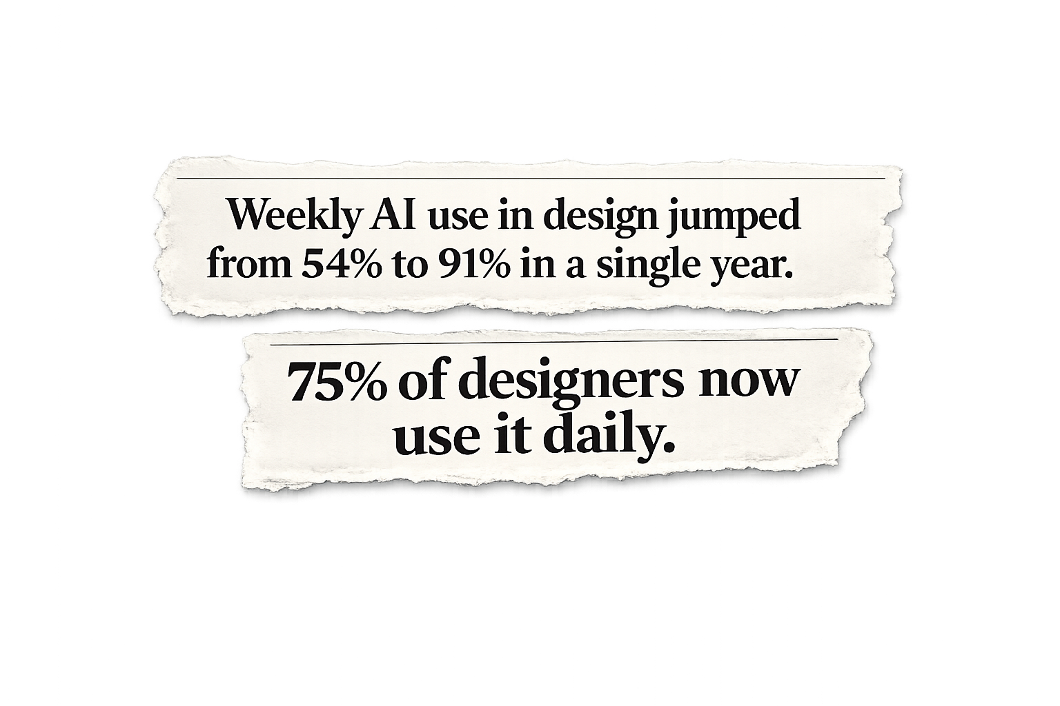Weekly AI use in design jumped from 54% to 91% in a single year